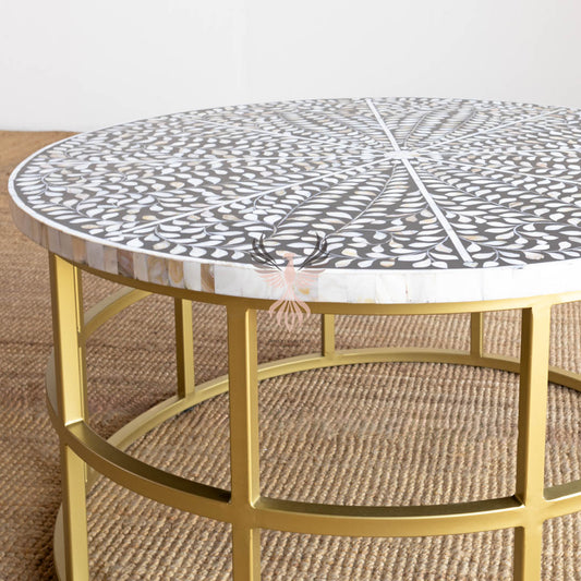 Coffee Table Mother of Pearl Round Design