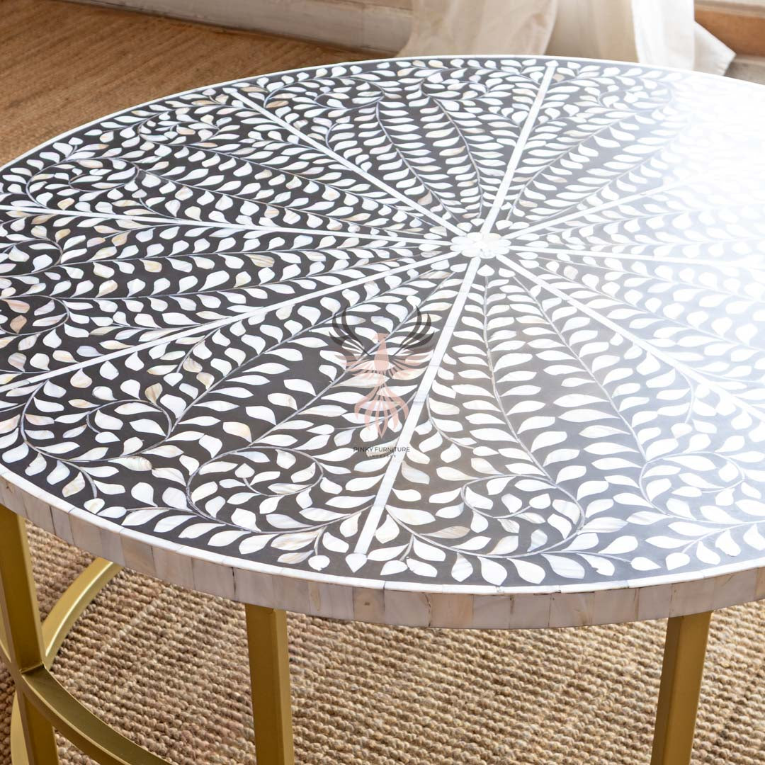 Coffee Table Mother of Pearl Round Design