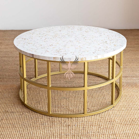 Coffee Table Mother of Pearl Round Design