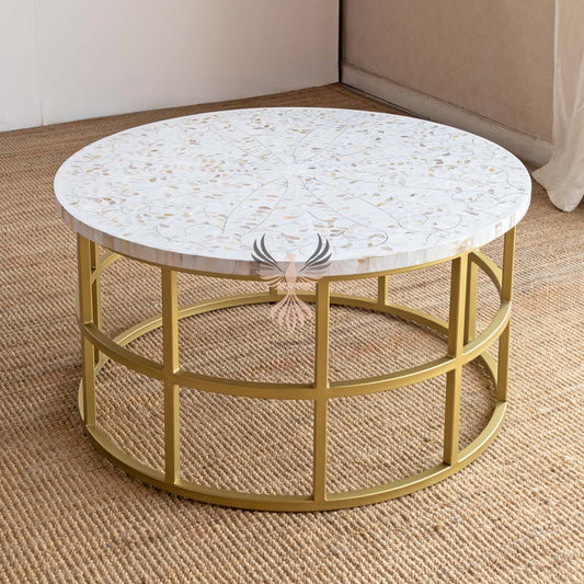 Coffee Table Mother of Pearl Round Design