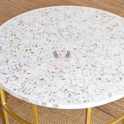 Coffee Table Mother of Pearl Round Design