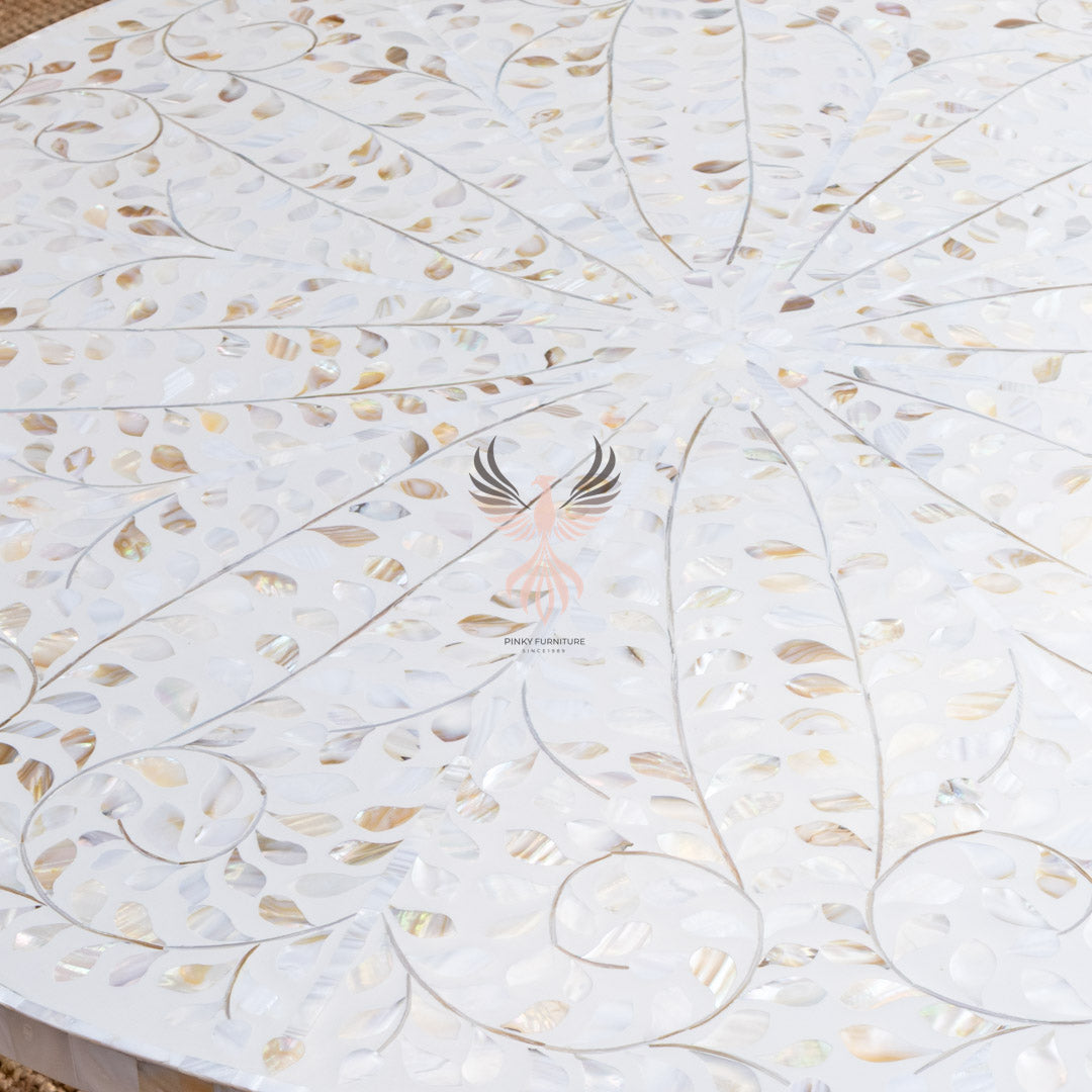 Coffee Table Mother of Pearl Round Design