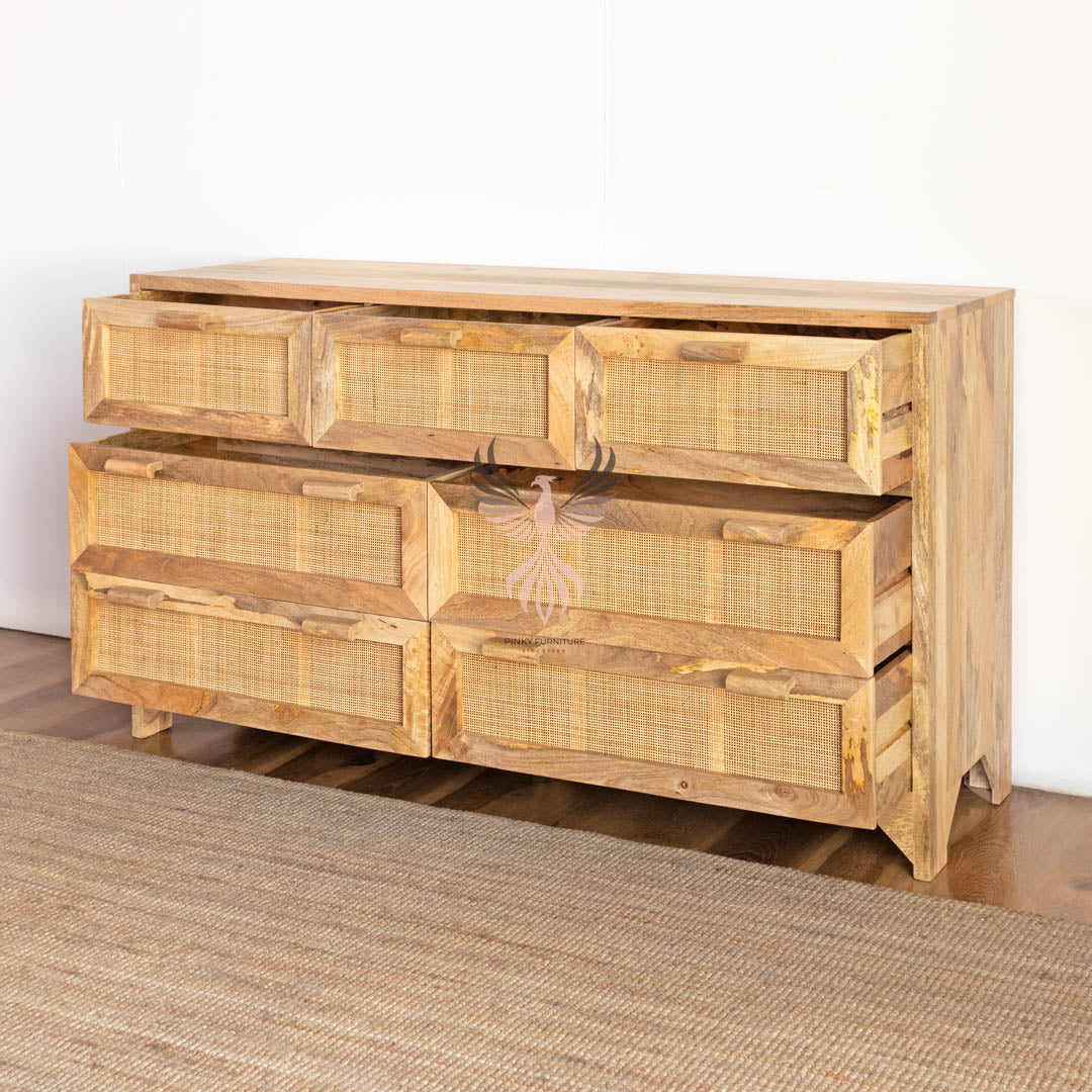 Chest of Drawers Rattan Design