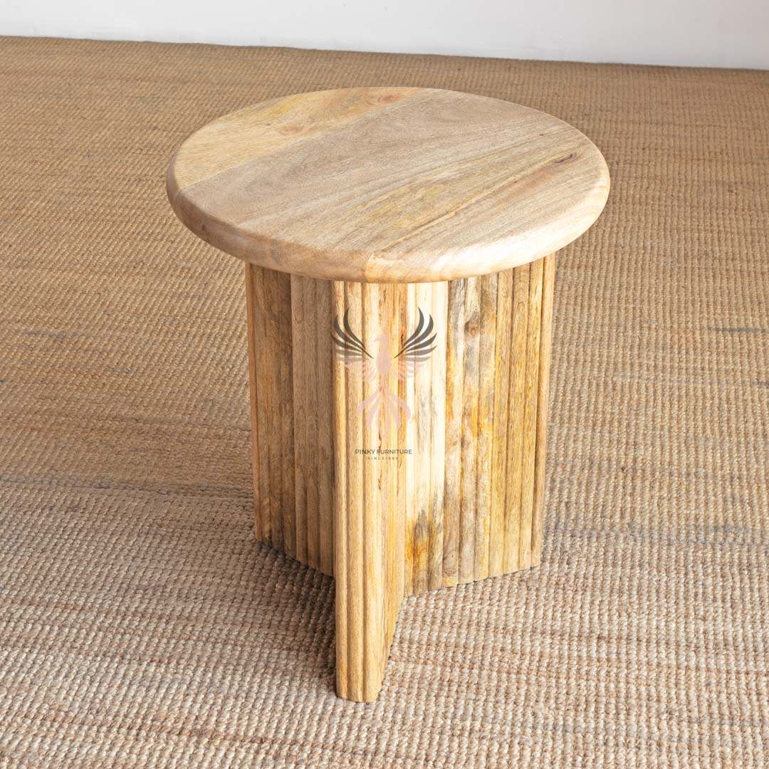 Side Table Round Ribbed Design