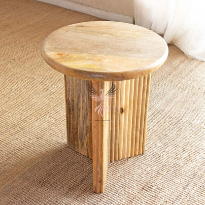 Side Table Round Ribbed Design