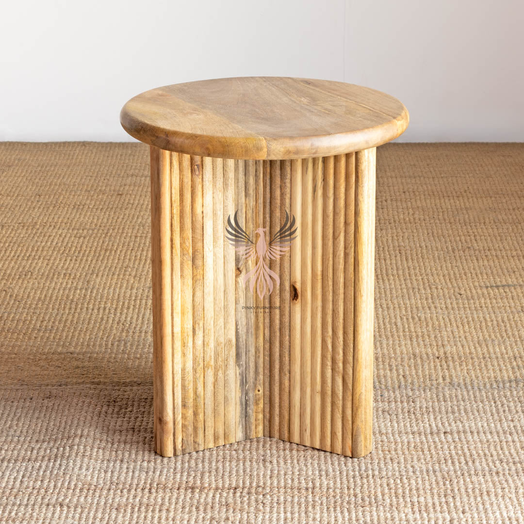 Side Table Round Ribbed Design