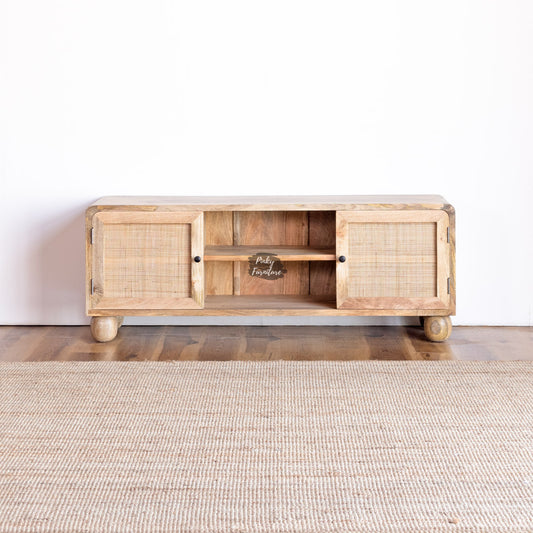 TV Cabinet Rattan AB25MR-1-4 – A Blend of Natural Texture and Minimalist