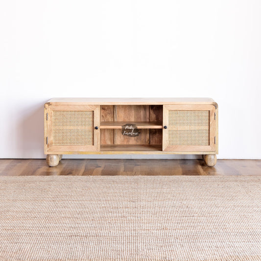 TV Cabinet Rattan AB25MR-1-4 – A Blend of Natural Texture and Minimalist