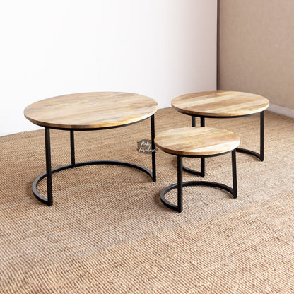 Side Table Round Set of 3