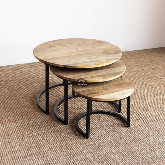 Side Table Round Set of 3