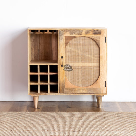 Wine Cabinet Rattan Oval Door Design