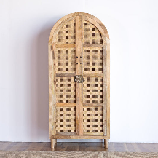 Wooden Cupboard Arch Rattan Design
