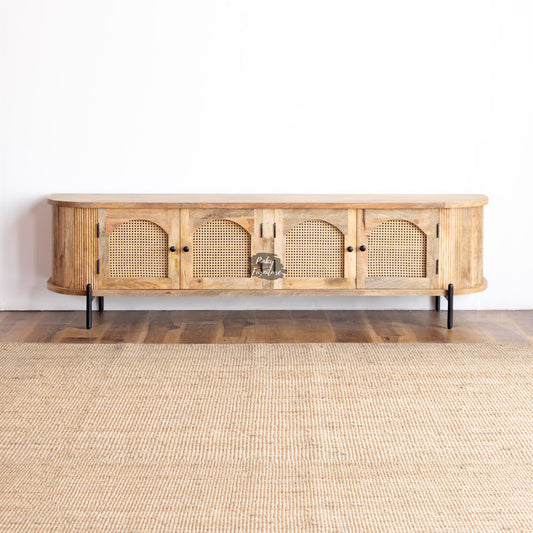 TV Cabinet Rattan Door Design
