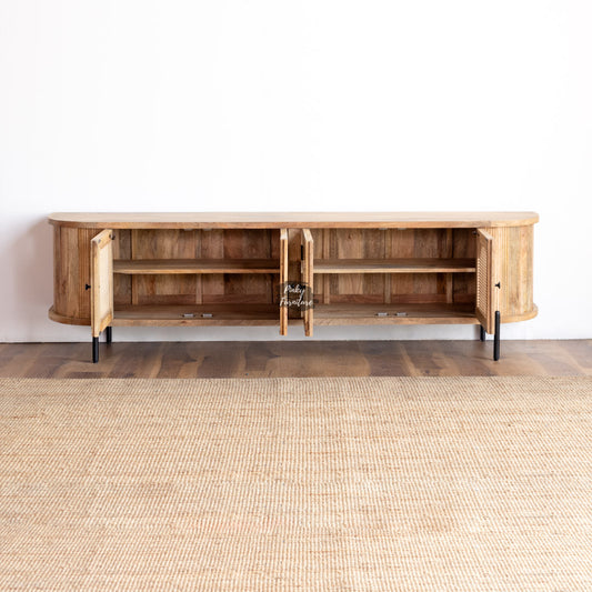 TV Cabinet Rattan Door Design
