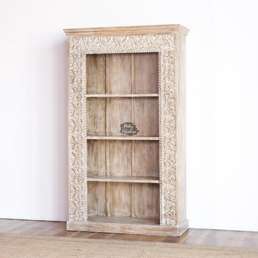 Bookshelf Carved Limewash Color – AB24OC-3-12
