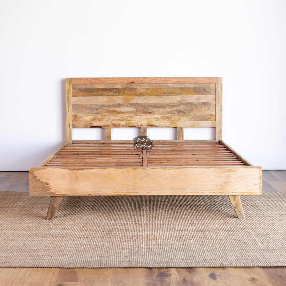 Bed Solid Mango Wood Plain Headboard Design
