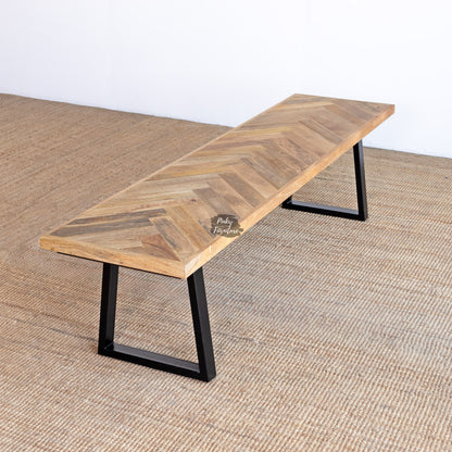 Bench Herringbone Design AB24NV-1-23 – Contemporary Craftsmanship Meets
