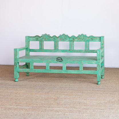 Antique Wooden Bench AB24DC-2-17 – Hand-Carved Charm for Your Home