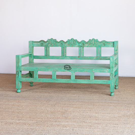 Antique Wooden Bench AB24DC-2-17 – Hand-Carved Charm for Your Home