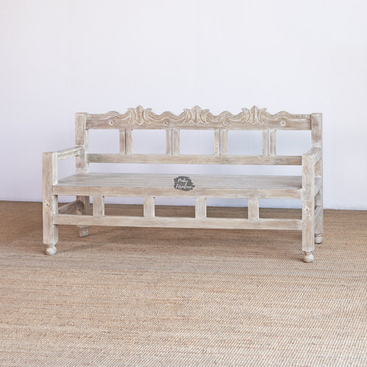 Antique Wooden Bench AB24DC-2-17 – Hand-Carved Charm for Your Home