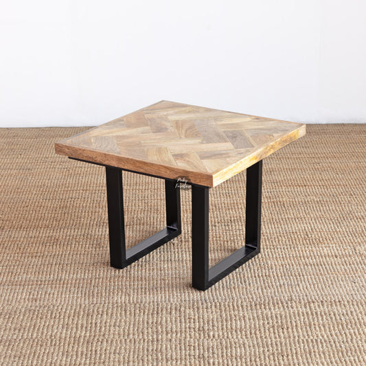Side Table Herringbone Design