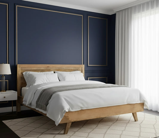 Bed Solid Mango Wood Plain Headboard Design